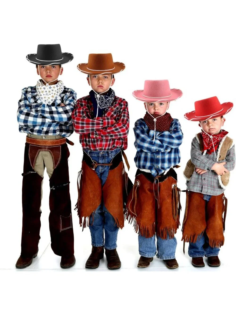 Kids Red Brown Felt Western Costume Cowboy Cowgirl Hats 8 Pack